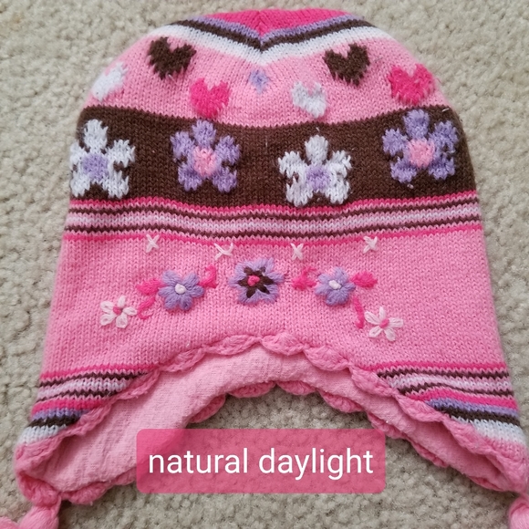 Carter's Girls Pink Striped Chullo Winter Hat - Picture 10 of 10